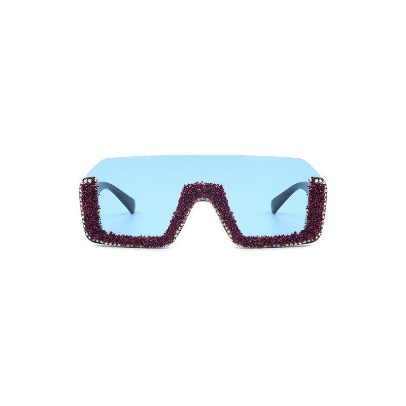 SQUARE HALF FRAME OVERSIZED SUNGLASSES