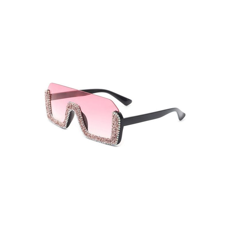 SQUARE HALF FRAME OVERSIZED SUNGLASSES