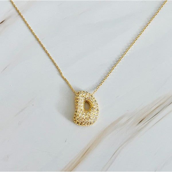 Crystal Bubble Initial Necklace